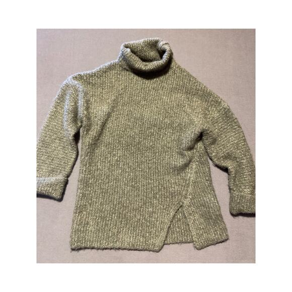 Express Womens Oversize Large Cowl Neck Tunic Sweater Green Chunky Cozy Soft - Picture 1 of 6